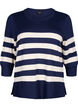 Striped viscose pullover with 3/4 sleeves, Navy Blazer/Birch, Packshot image number 0