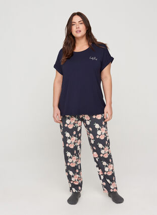 Short-sleeved pyjama t-shirt with a round neck, Night Sky, Model image number 2