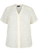 Short sleeve shirt blouse with broderie anglaise, Antique White, Packshot image number 0