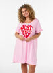 Short-sleeved nightgown in organic cotton, Pink, Model image number 0
