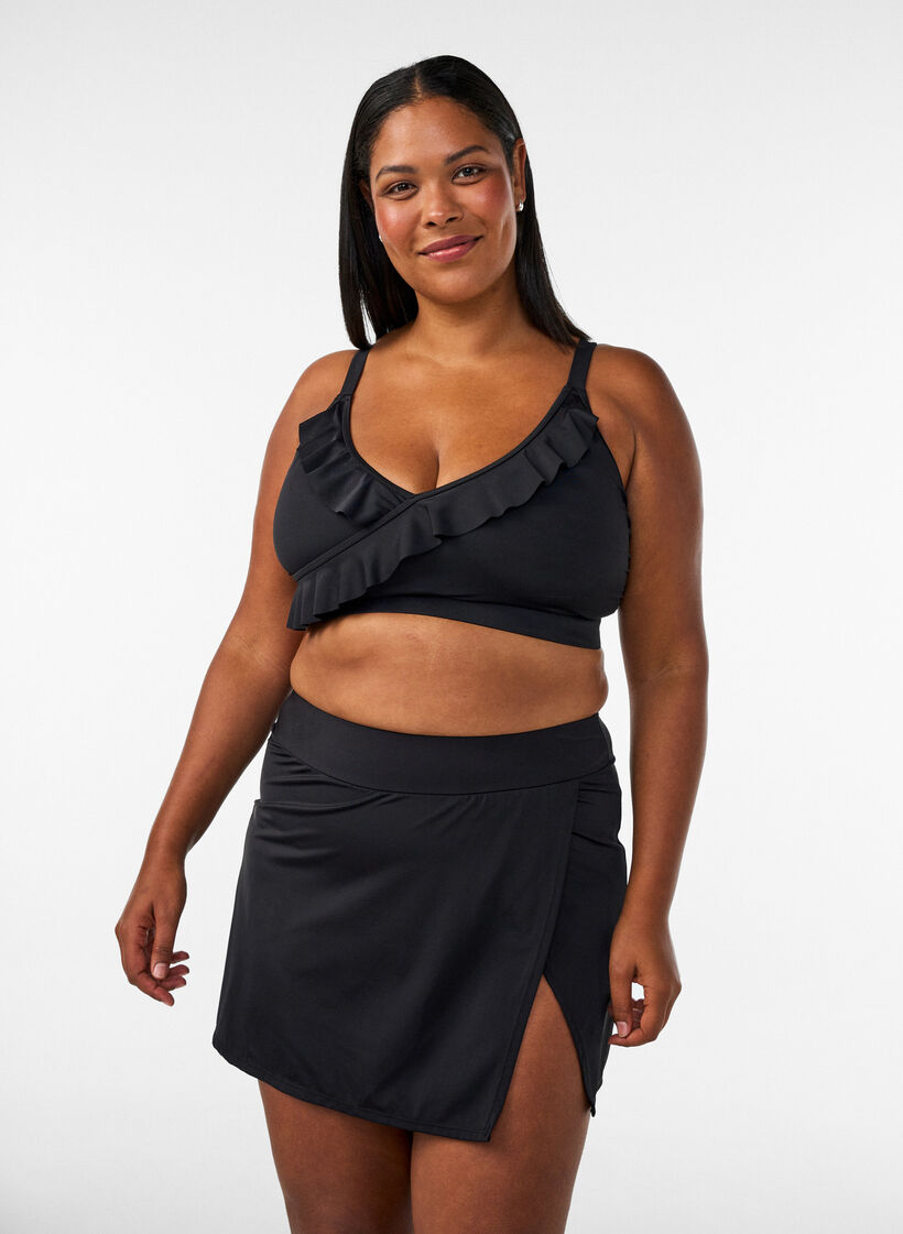 Bikini bottom with brief and wrap-around effect, Black, Model image number 0