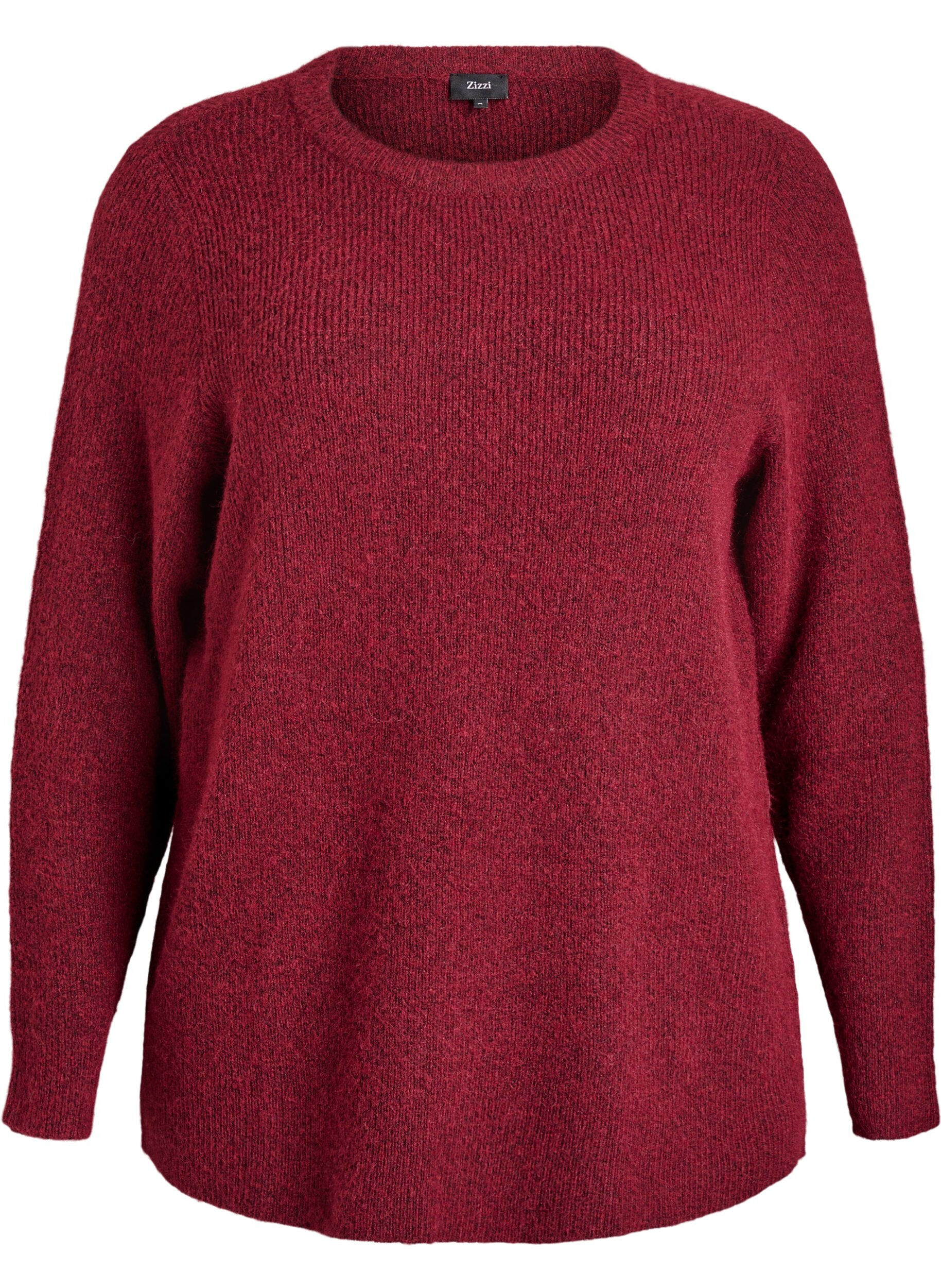 Melange knit blouse with round neck