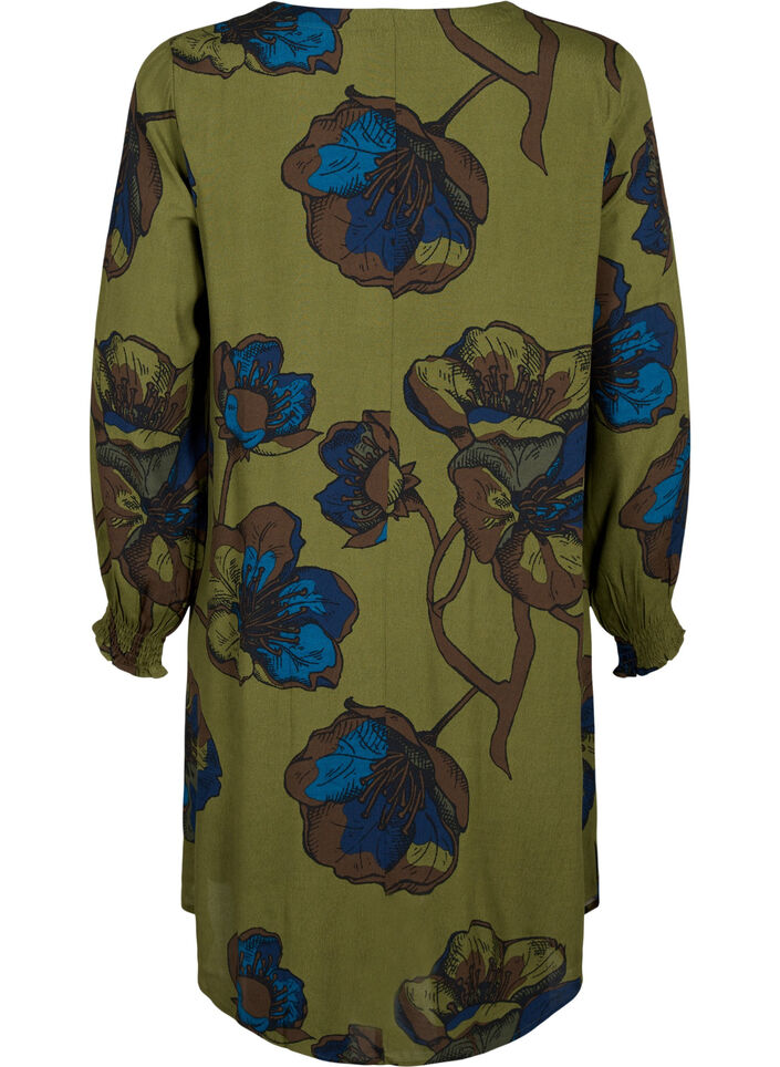 Printed viscose dress, Green, Packshot image number 1