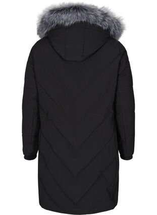 Winter jacket with removable hood and faux-fur collar, Black, Packshot image number 1