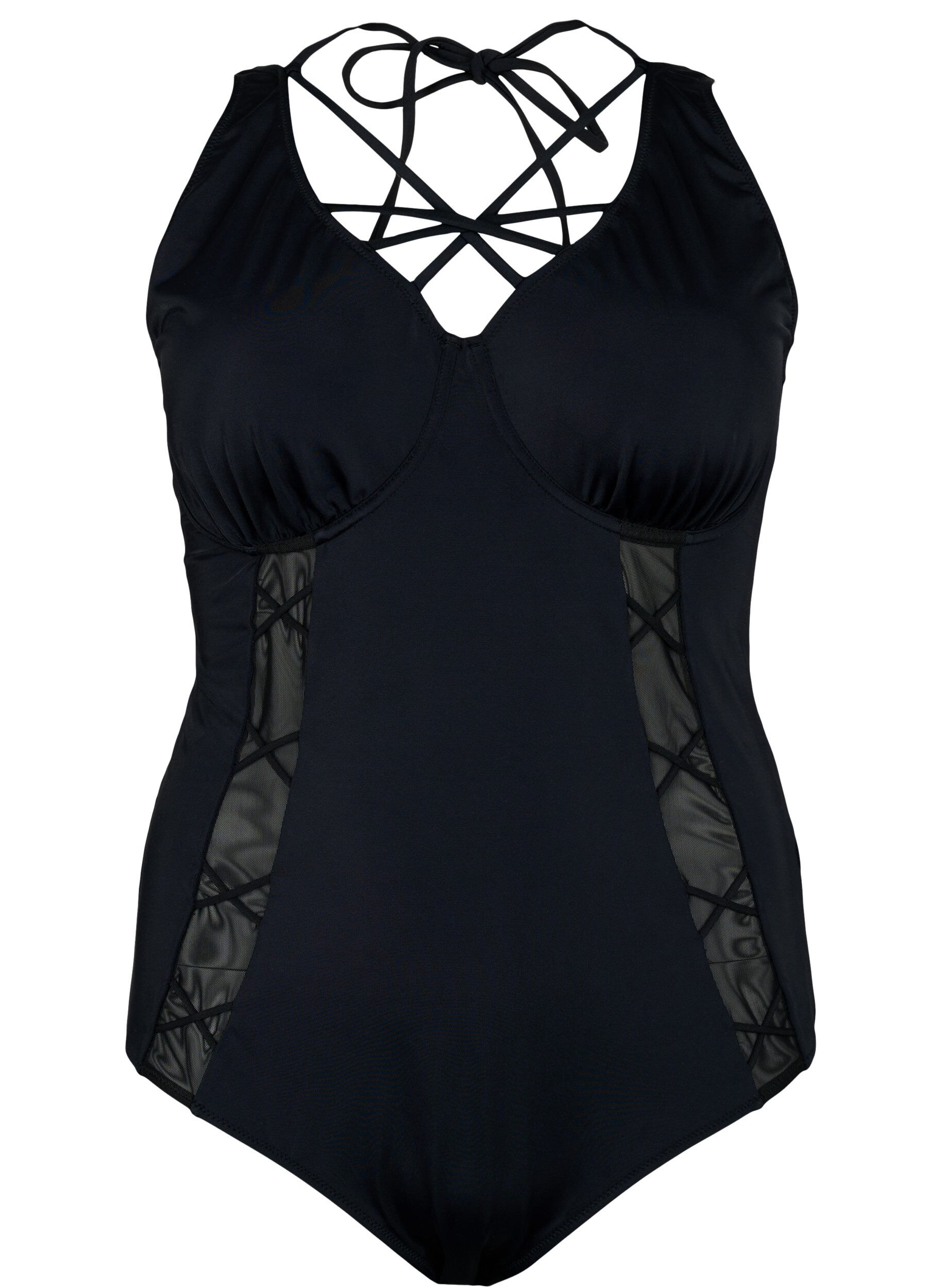 Zizzifashion 	 Swimsuit with underwire and string detail, Black, Packshot image number 0