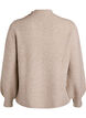 Ribbed jumper with puff sleeves and buttons, Beige, Packshot image number 1
