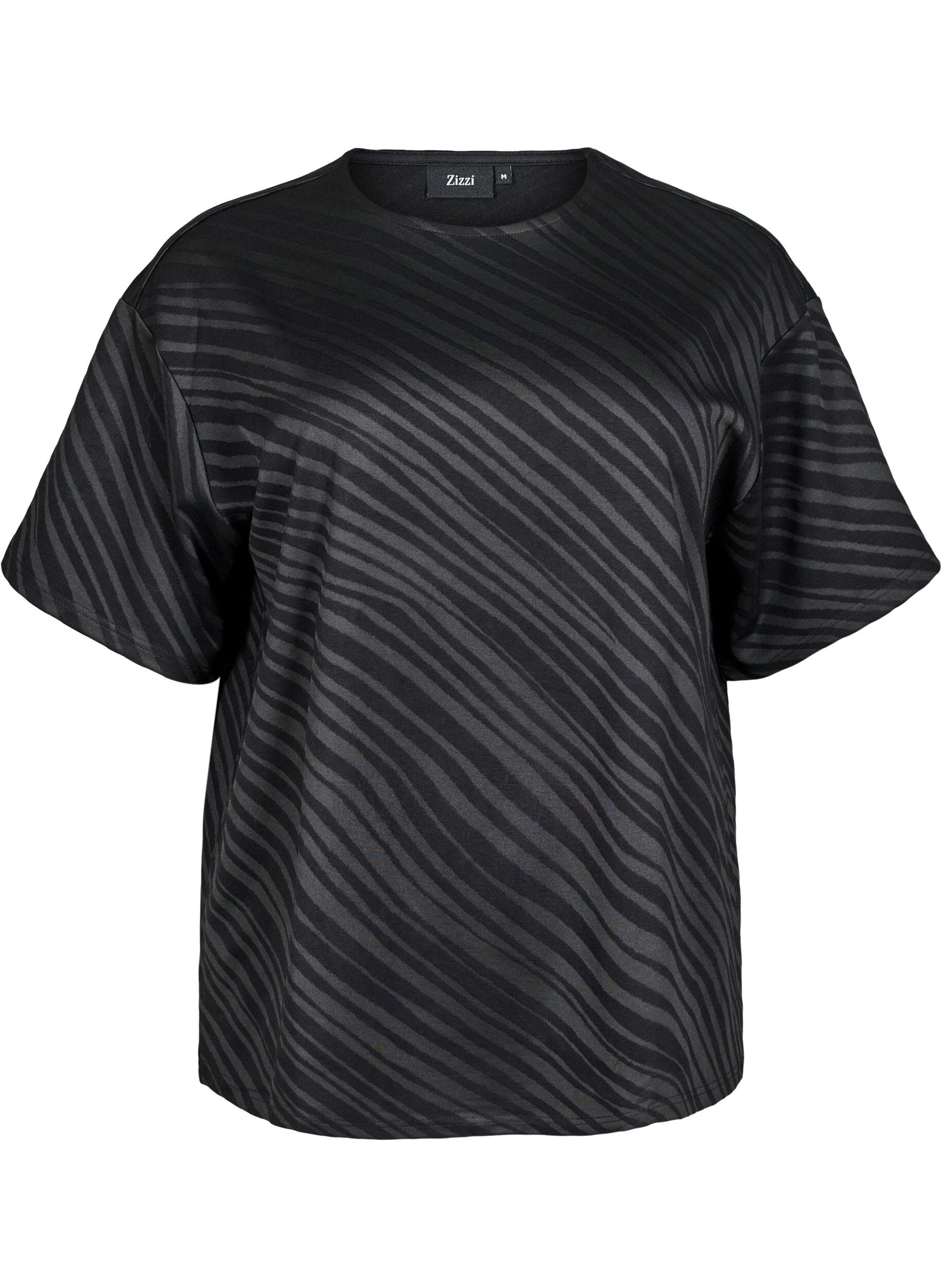 Zizzifashion Oversize blouse with pattern, Black, Packshot image number 0