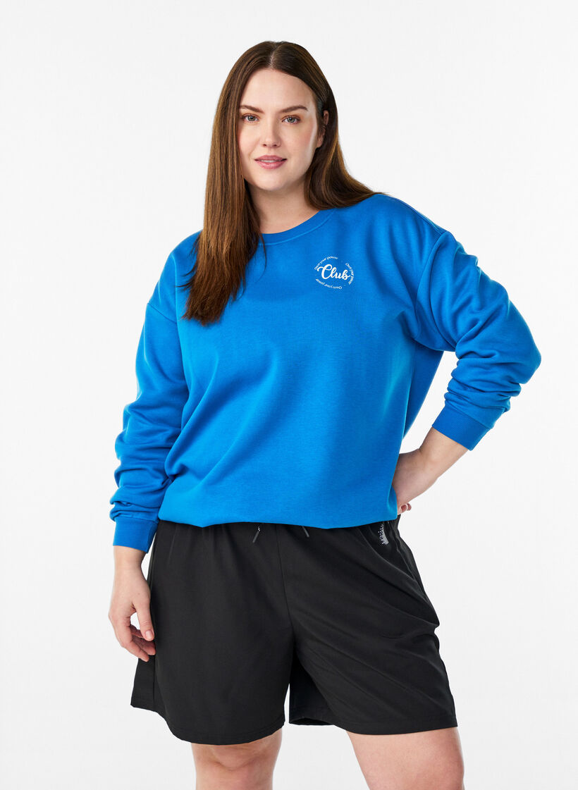 Sweatshirt with text print, Blue, Model image number 0