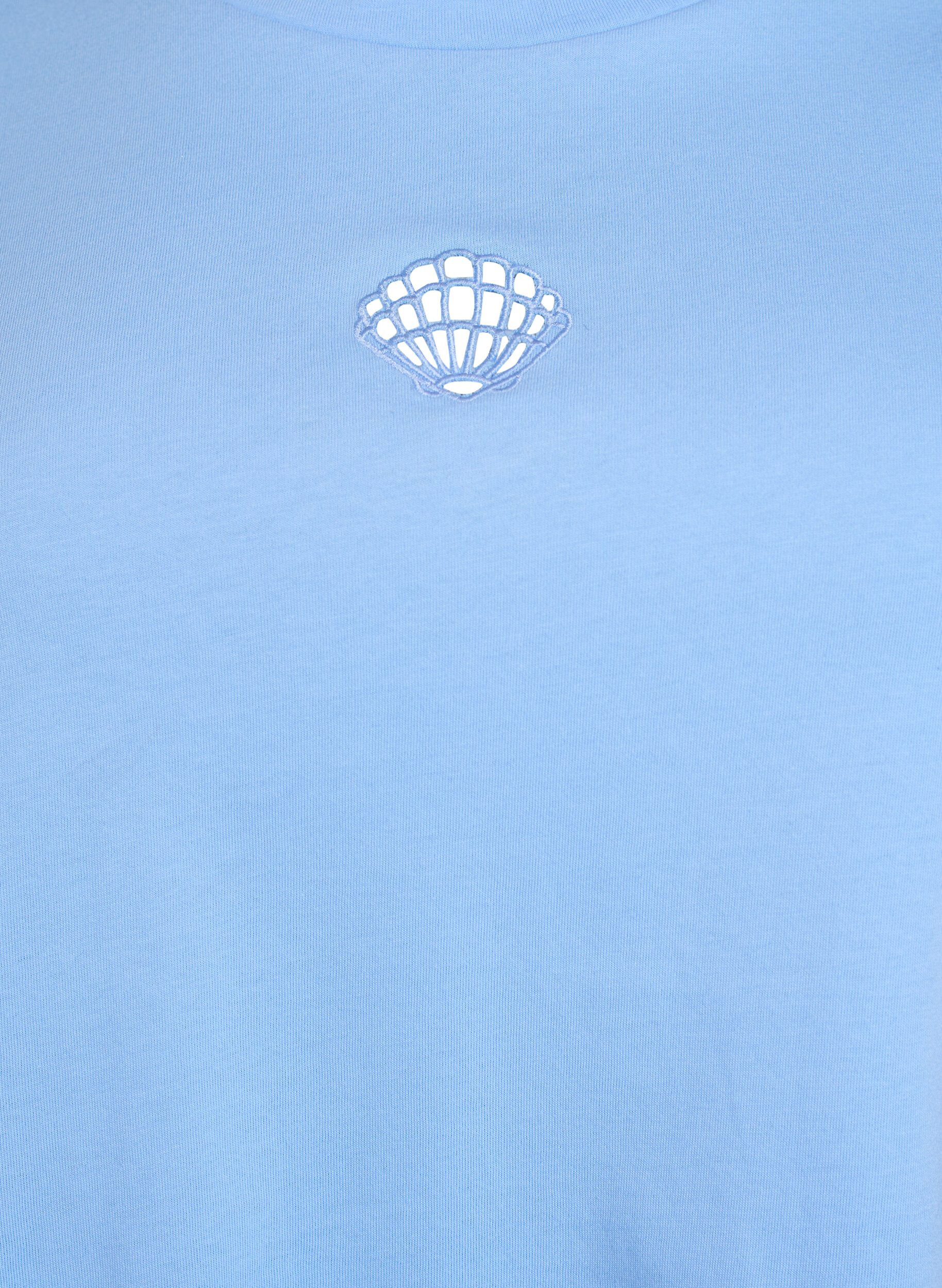 Zizzifashion T-shirt with decorative details, Light Blue, Packshot image number 2