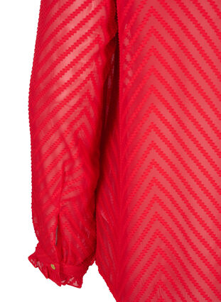 Shirt blouse with ruffles and patterned texture, Tango Red, Packshot image number 3