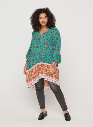 Viscose shirt with print and v-neck, Indian Paisley AOP, Model image number 2