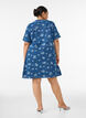 A-line denim dress with floral pattern, Blue, Model image number 2