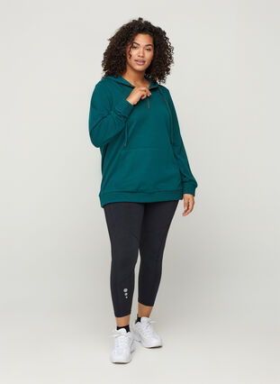 Sweatshirt with pocket and hood, Deep Teal, Model image number 2