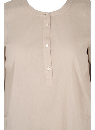 Short-sleeved cotton tunic with pockets, Simply Taupe, Packshot image number 2