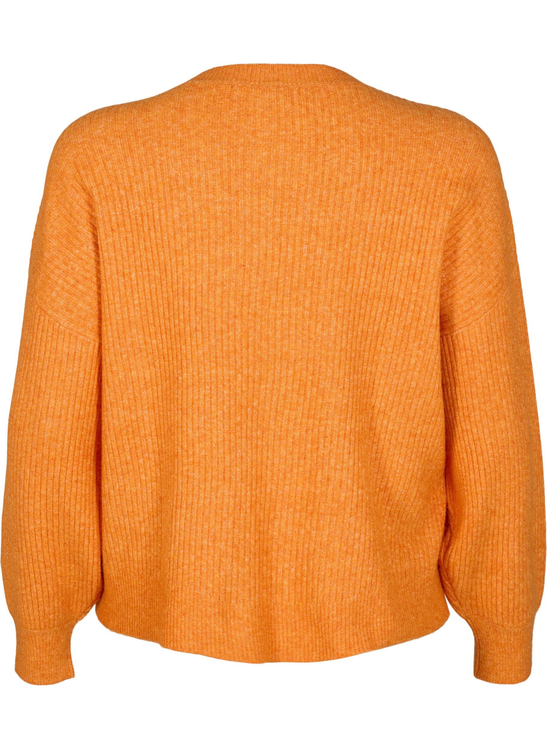 Zizzifashion Rib knit cardigan with buttons, Orange, Packshot image number 1