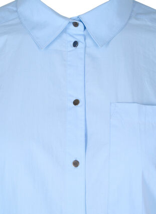 Long cotton shirt with back print, Chambray Blue, Packshot image number 2