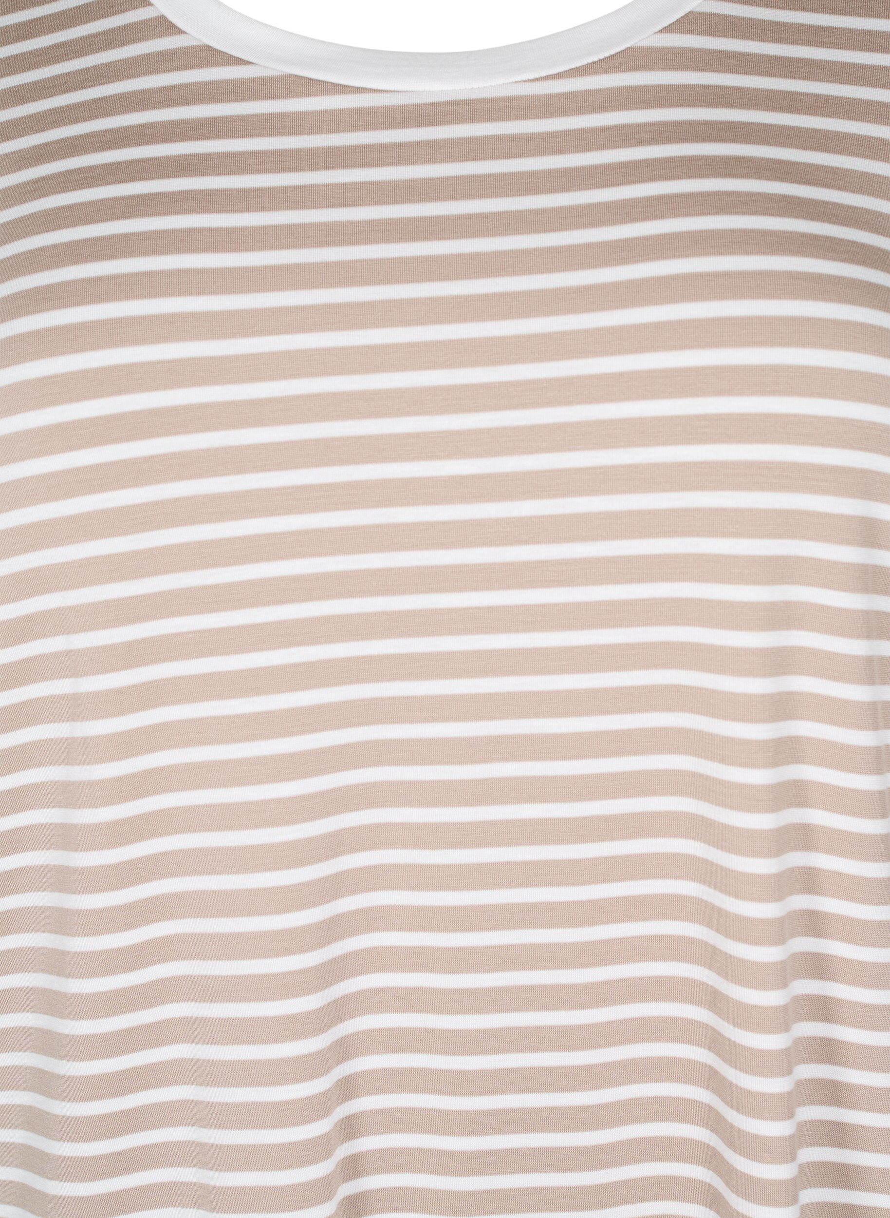 Zizzifashion T-shirt with TENCEL&trade; Lyocell and stripes, Beige, Packshot image number 2