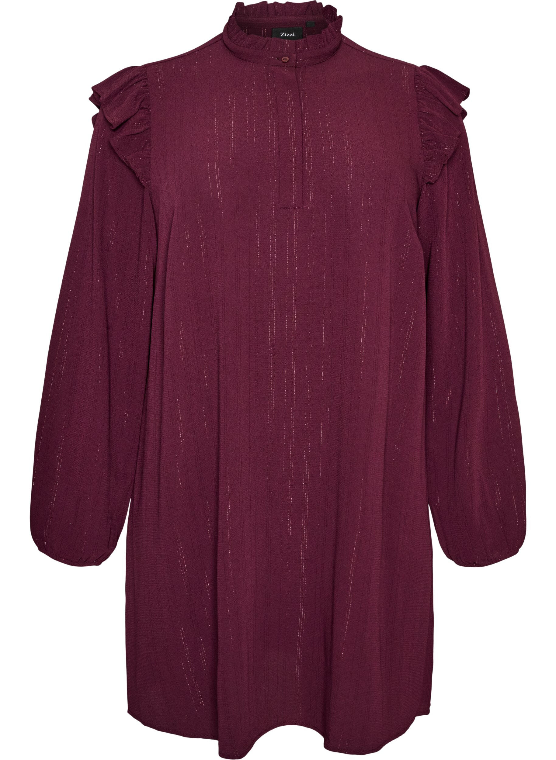 ZizzifashionShort dress with ruffles and glitter, Red, Packshot image number 0