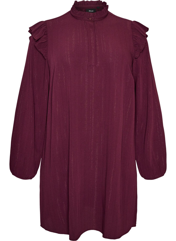 Short dress with ruffles and glitter, Red, Packshot image number 0