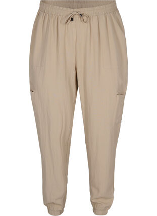 Loose viscose trousers with large pockets, Oxford Tan, Packshot image number 0