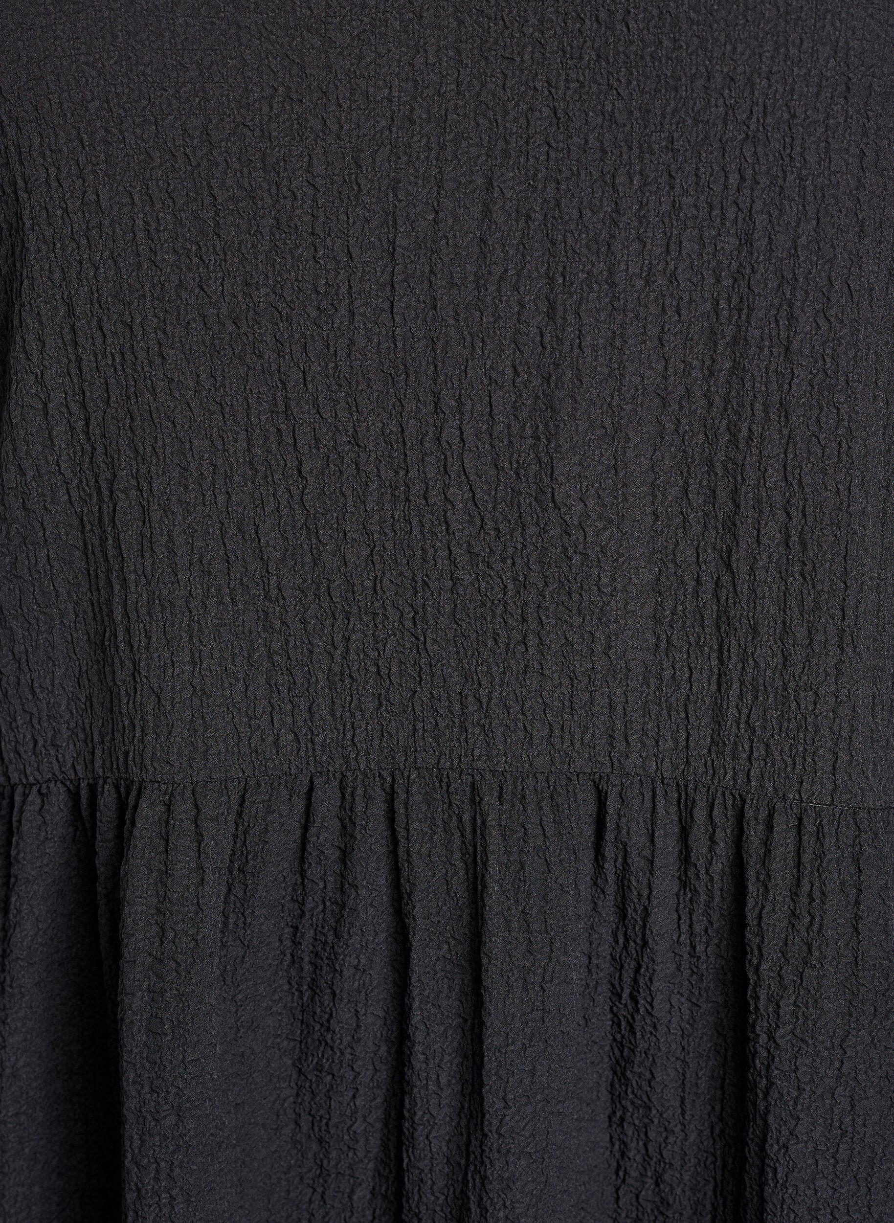Zizzifashion Ankle-length dress with short sleeves and tiered ruffles, Black, Packshot image number 2