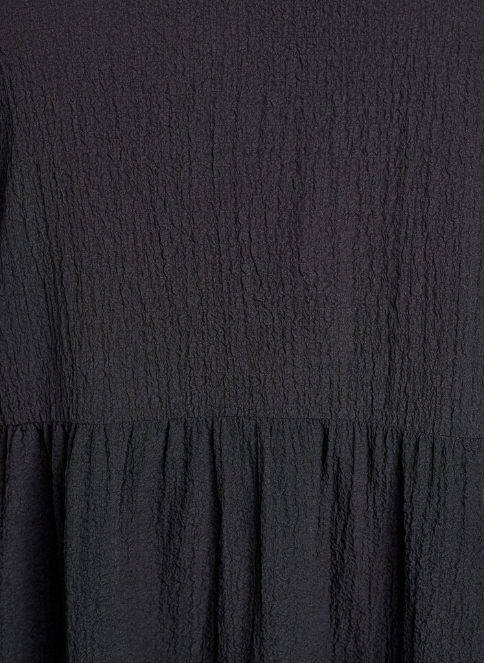 Ankle-length dress with short sleeves and tiered ruffles, Black, Packshot image number 2