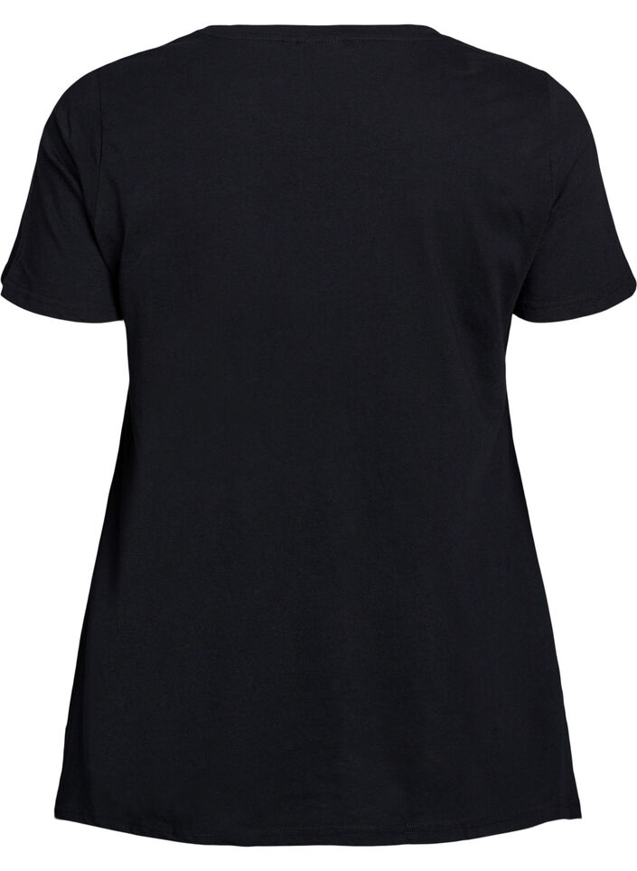 T-shirt with a round neck and A-line shape, Black, Packshot image number 1
