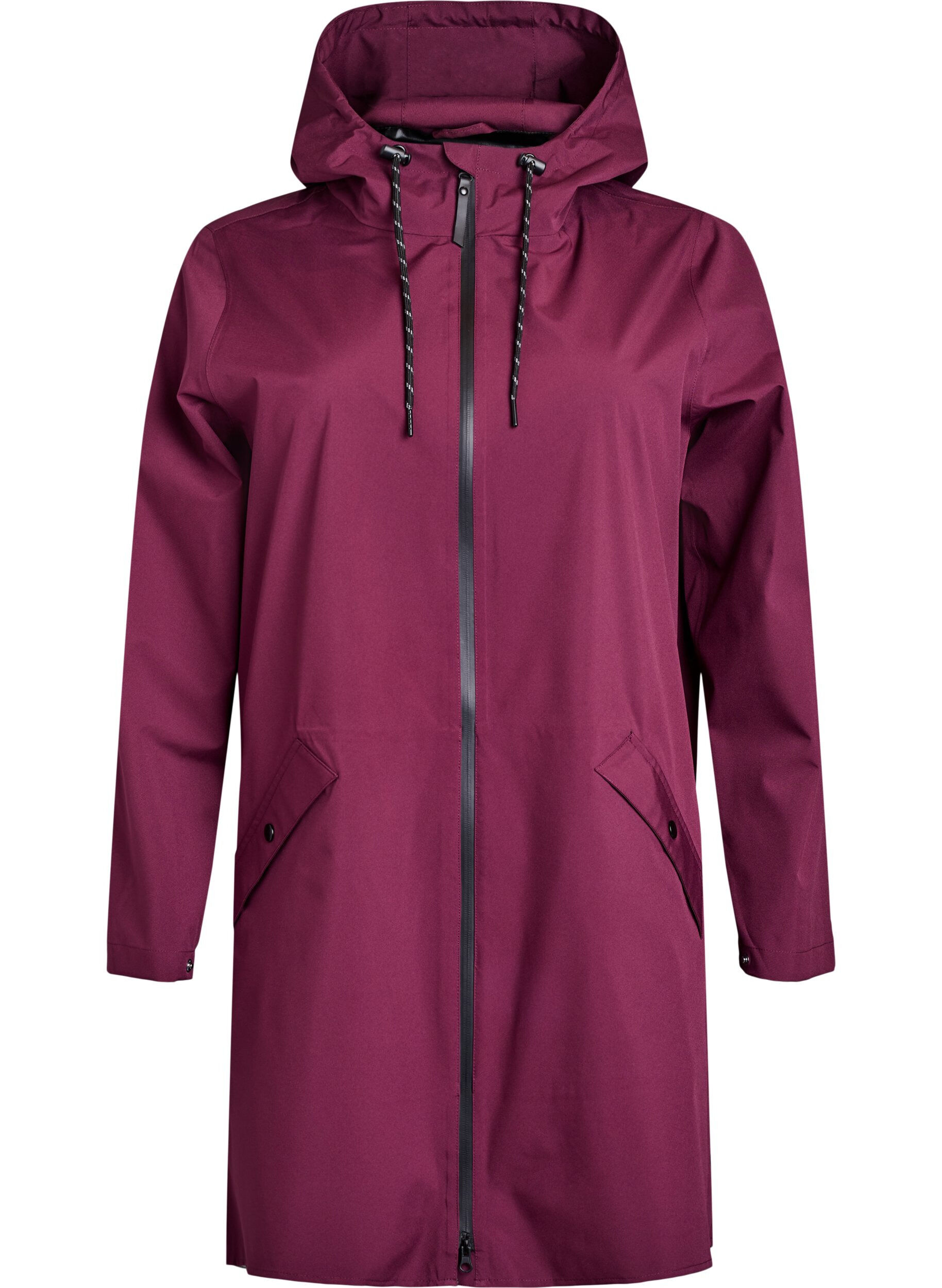 Rain jacket with pockets and hood