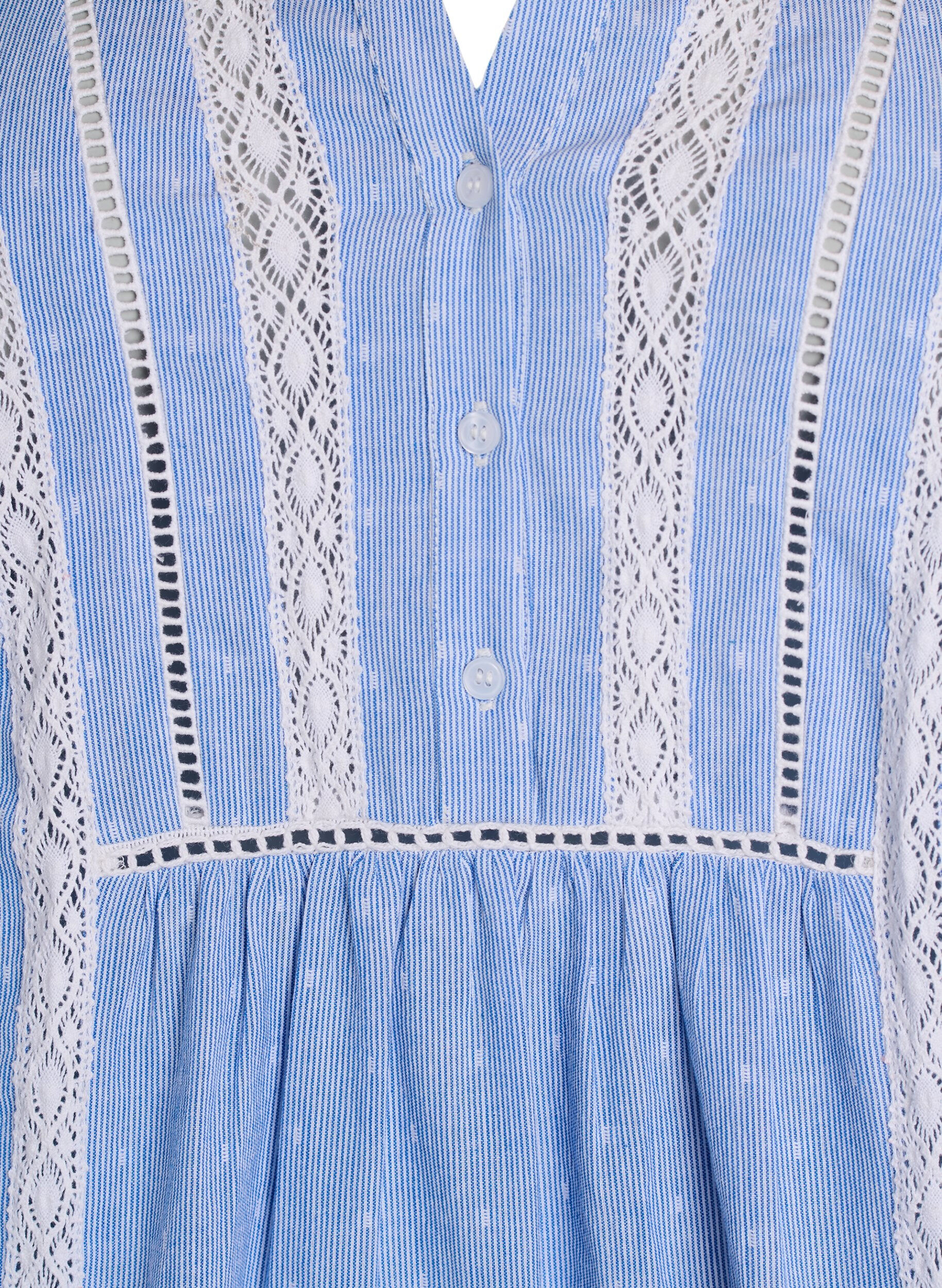 Zizzifashion Short dress with lace ribbons and A-line shape, Blue, Packshot image number 2