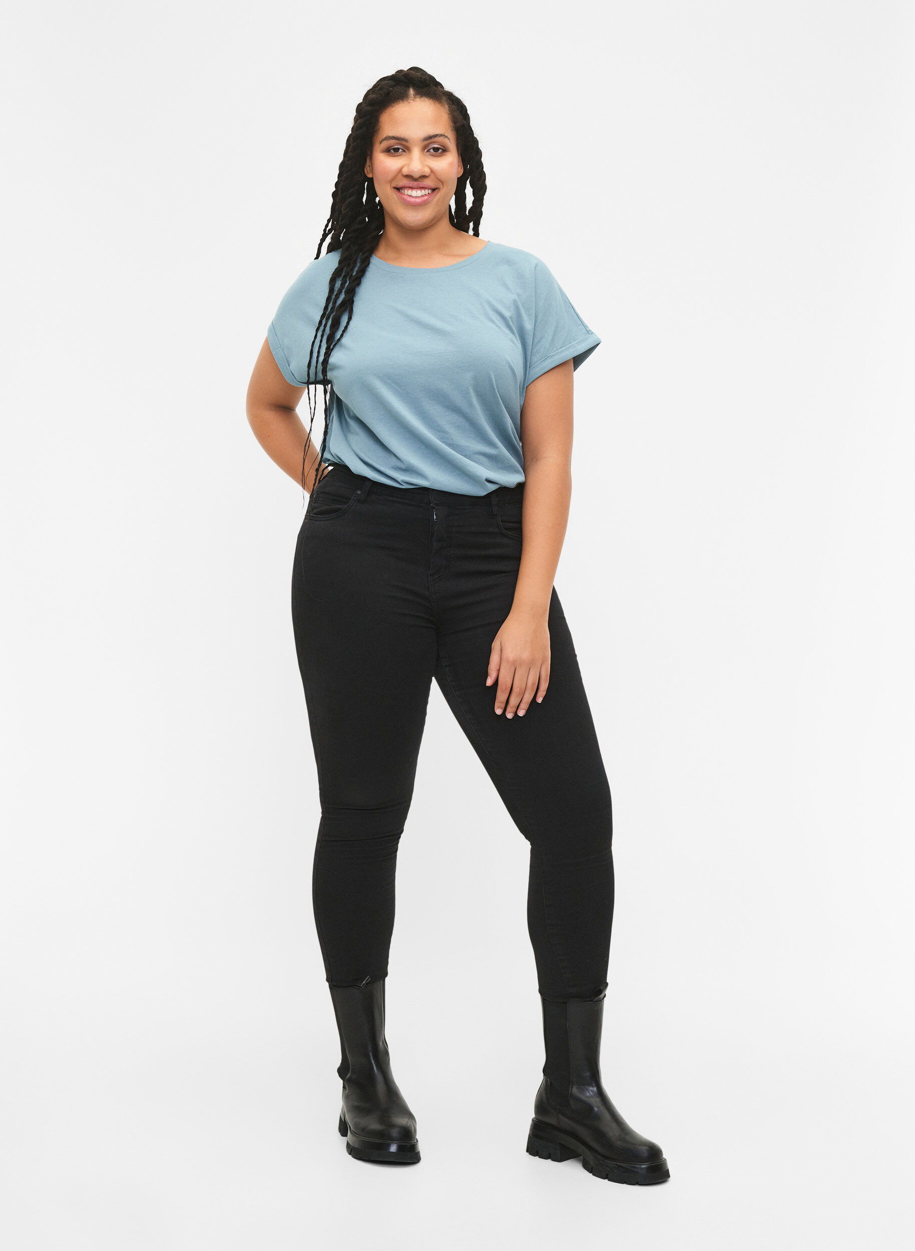 Zizzifashion 2-pack short-sleeved t-shirts, Blue, Model image number 1