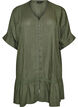 Viscose tunic with buttons and frill hem, Green, Packshot image number 0