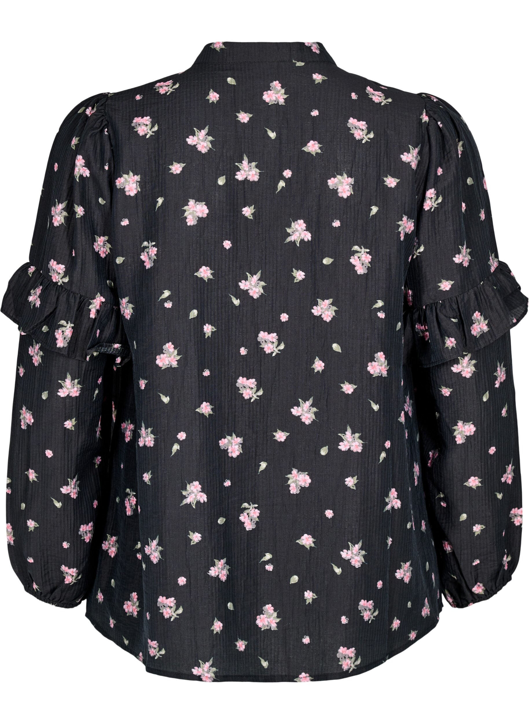 Zizzifashion Floral blouse in lyocell, Black, Packshot image number 1