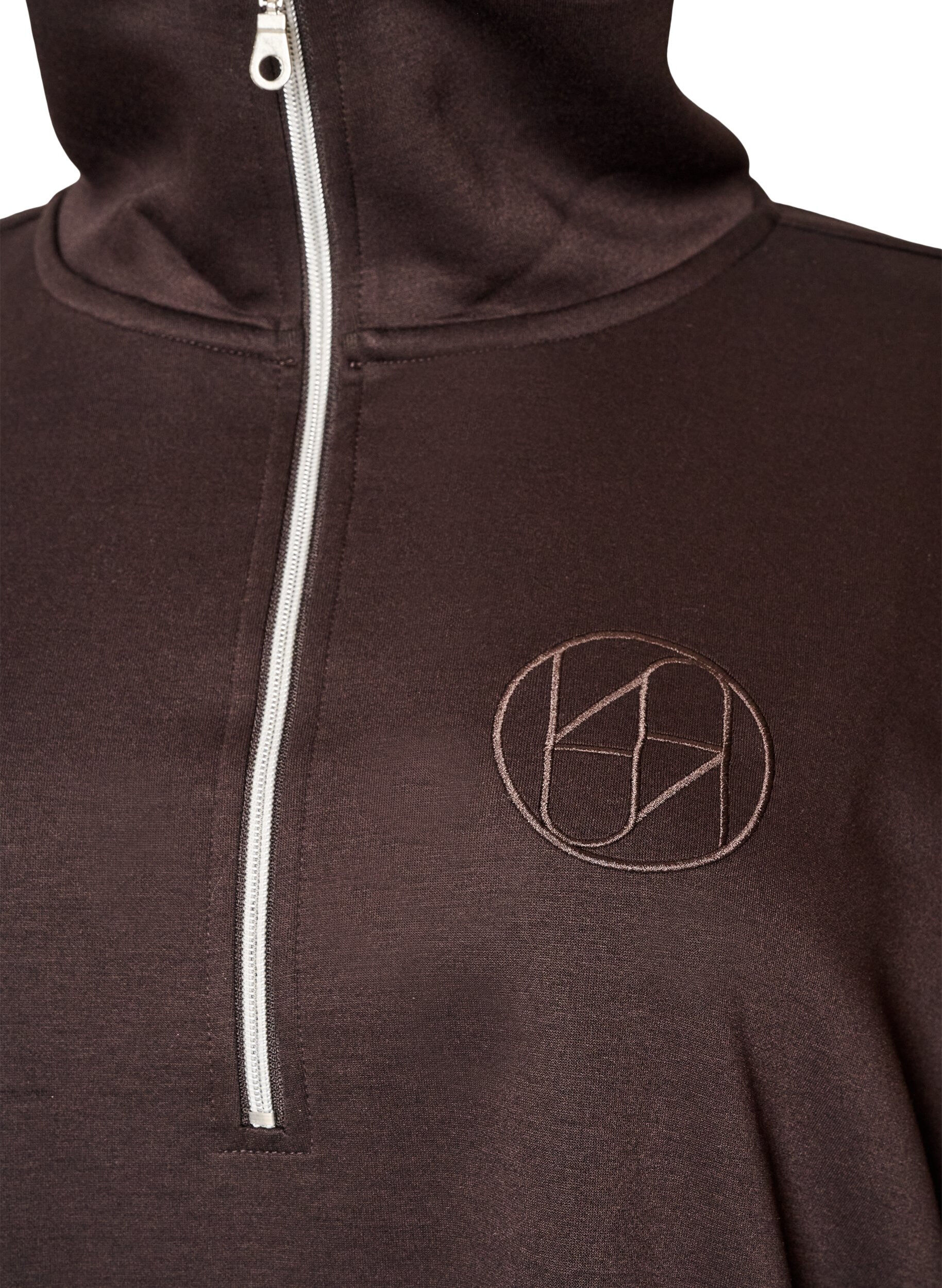 ZizzifashionSporty sweatshirt dress with a high collar and zip, Brown, Packshot image number 2