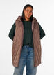 Mid-length quilted gilet with hood, Brown, Model image number 0