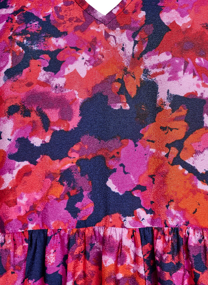 Short dress with print and V-neck, Pink, Packshot image number 2