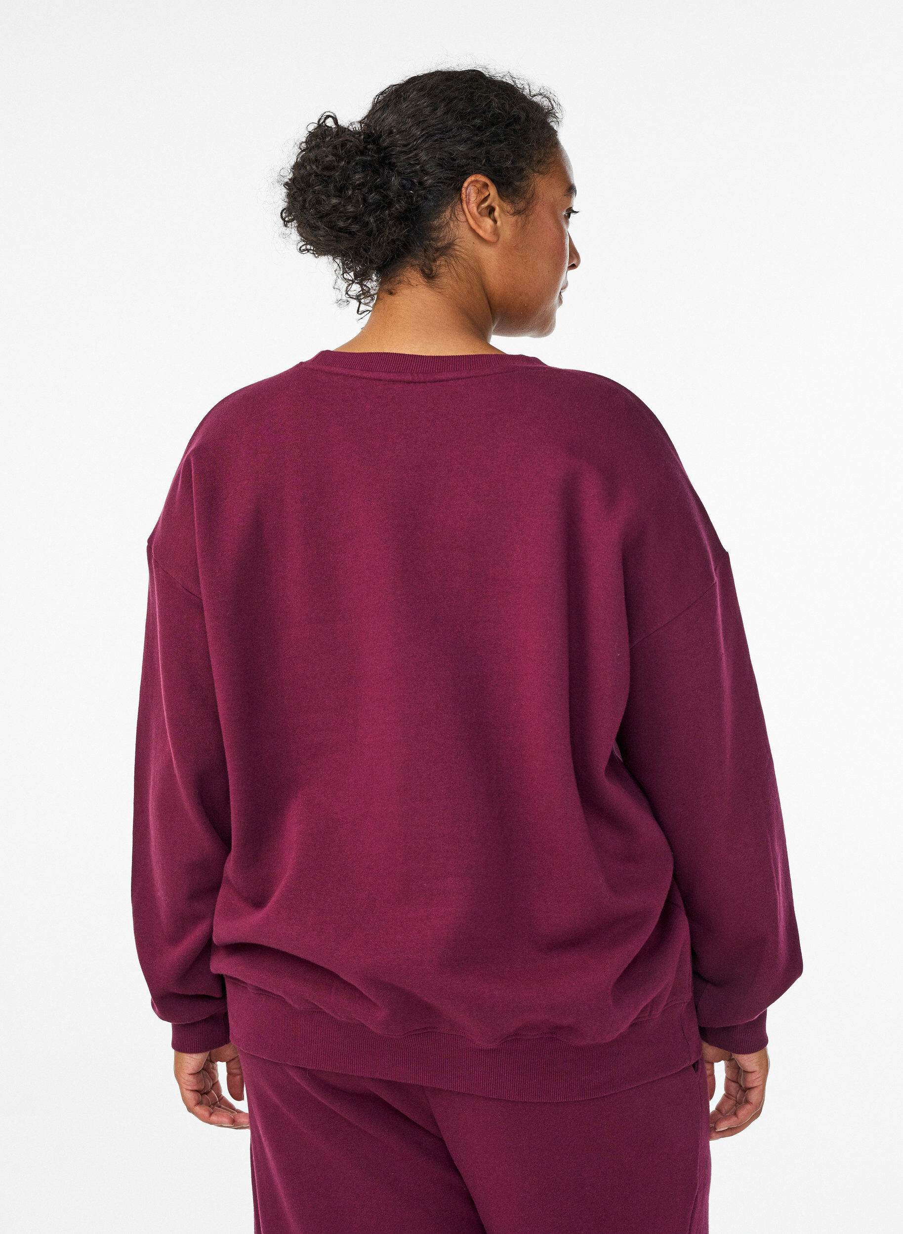 Zizzifashion Sweatshirt with text print, Dark Bordeaux, Model image number 2