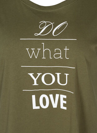 Short-sleeved cotton t-shirt w ith print, Ivy green w. Love, Packshot image number 2