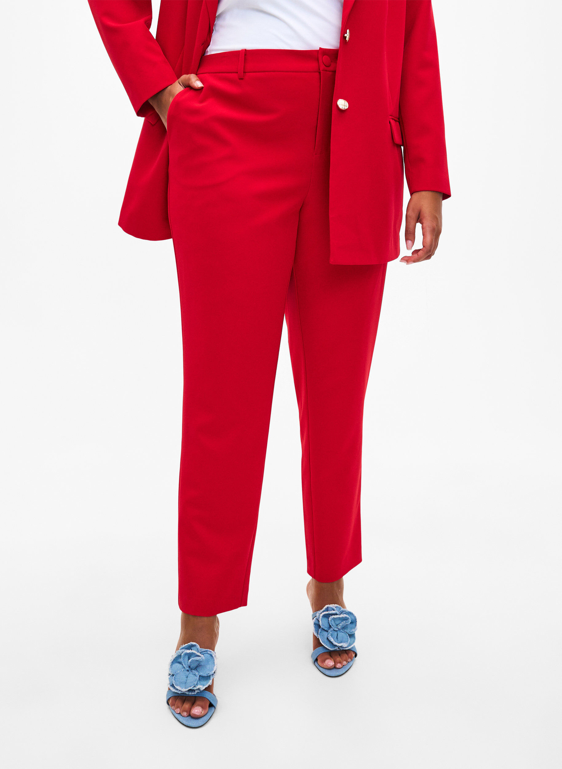 Zizzifashion Suit pants with pockets, Tango Red, Model image number 2