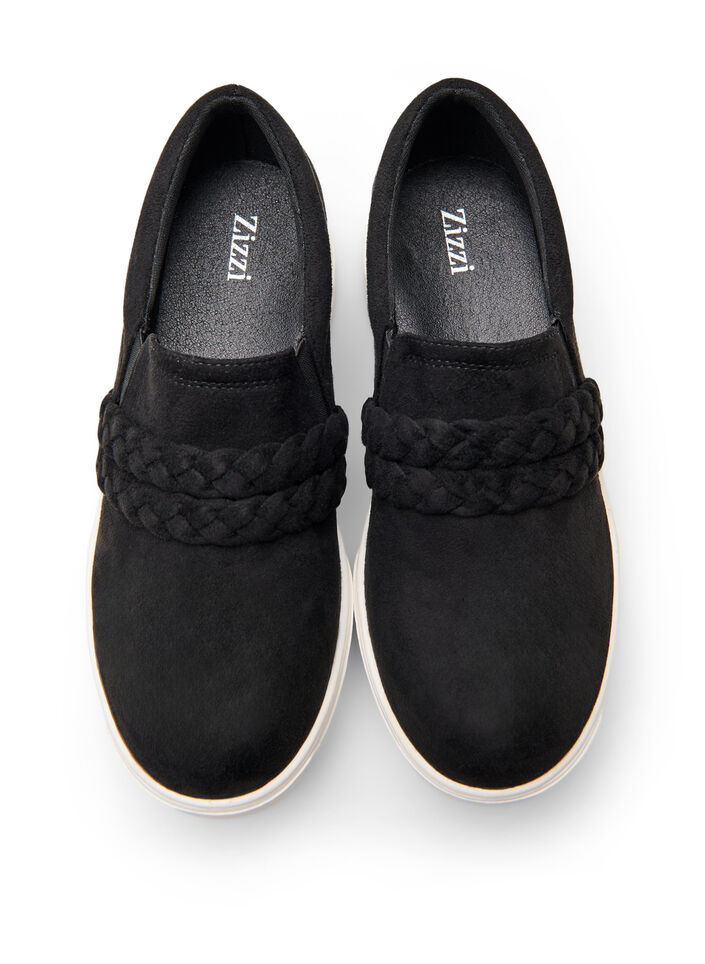 Shoes in faux suede with braided straps, Black, Packshot image number 2