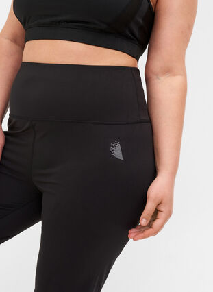 Long, close-fitting gym shorts with a high rise waist, Black, Model image number 2
