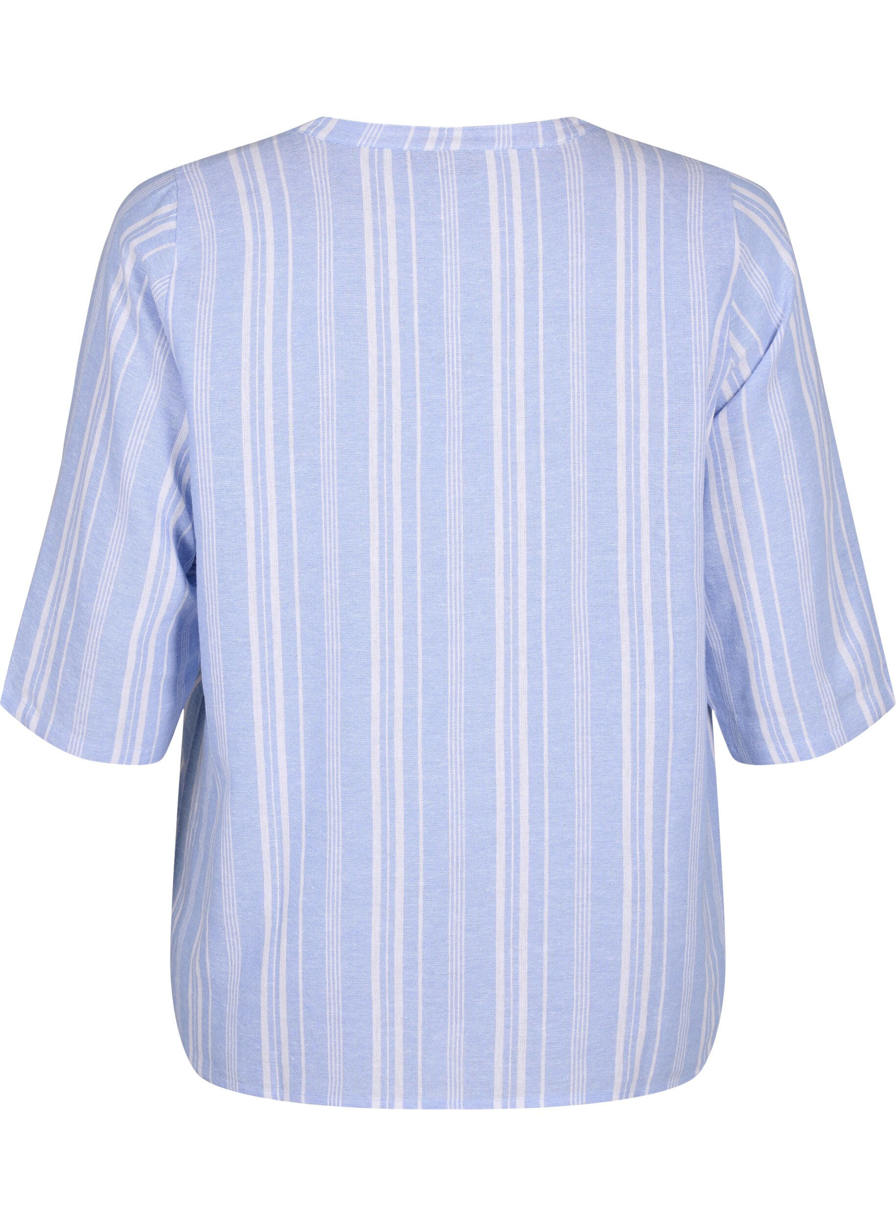 Zizzifashion Striped blouse in linen-viscose blend, Light Blue, Packshot image number 1