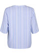Striped blouse in linen-viscose blend, Light Blue, Packshot image number 1