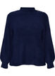 Ribbed jumper with puff sleeves and buttons, Blue, Packshot image number 0