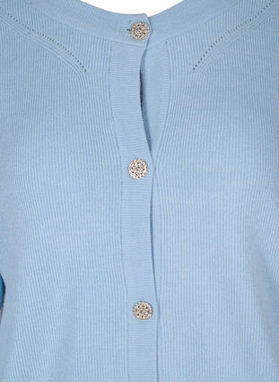 Knitted cardigan with puffy sleeves, Chambray Blue Mel., Packshot image number 2