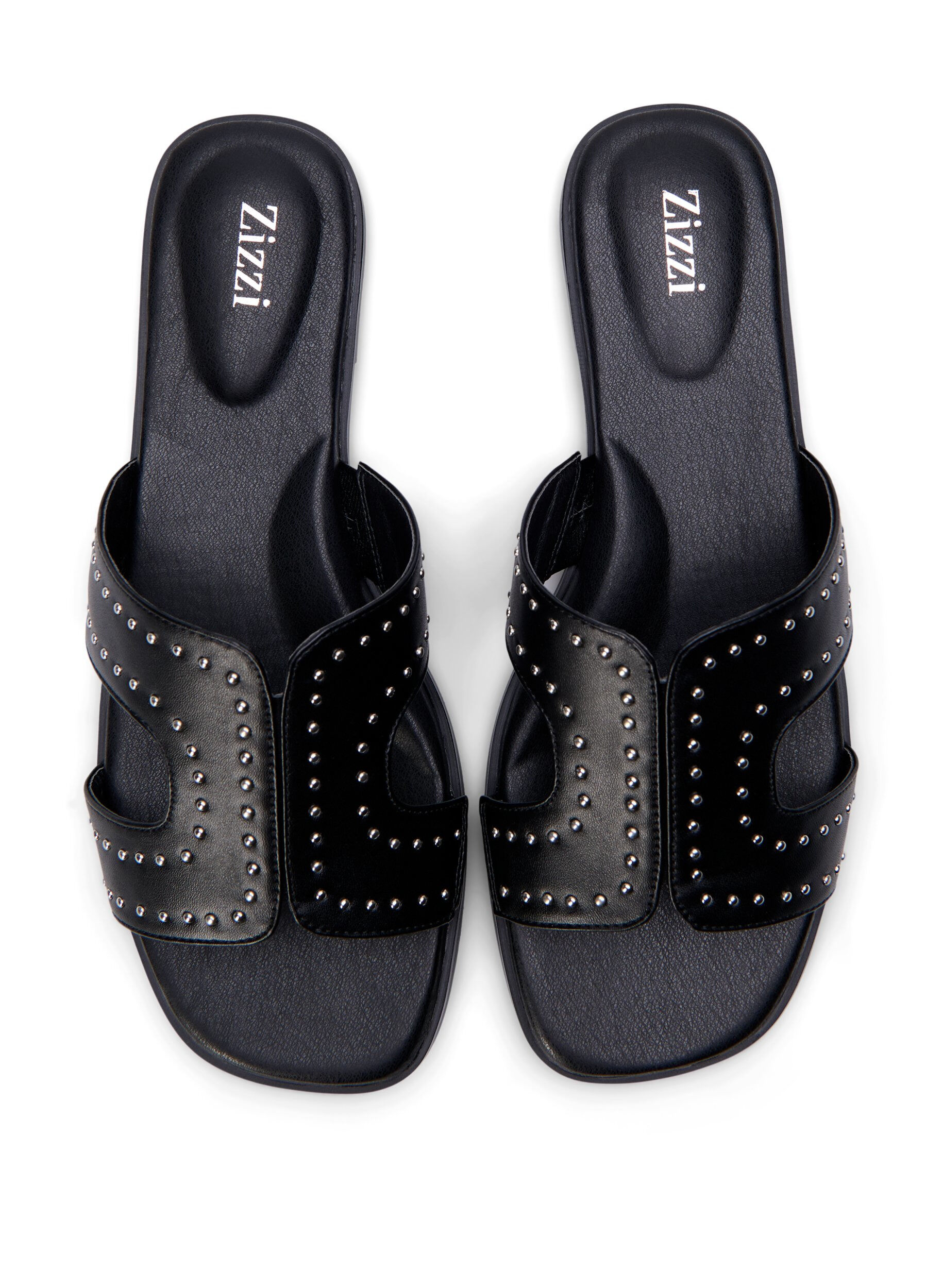 Zizzifashion Wide fit - Flat sandals with studs, Black, Packshot image number 2