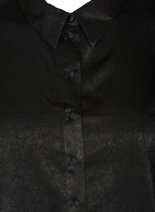 Textured shirt with long puff sleeves, Black, Packshot image number 2