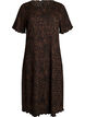 Textured midi dress with short sleeves, Brown, Packshot image number 0