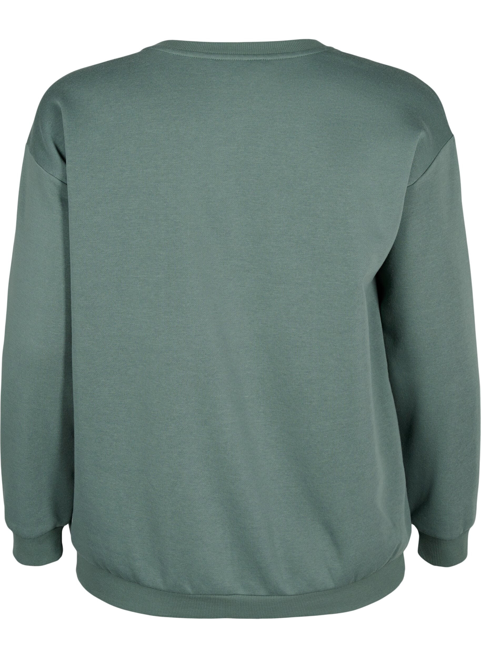 Zizzifashion Sweatshirt with terry text, Green, Packshot image number 1