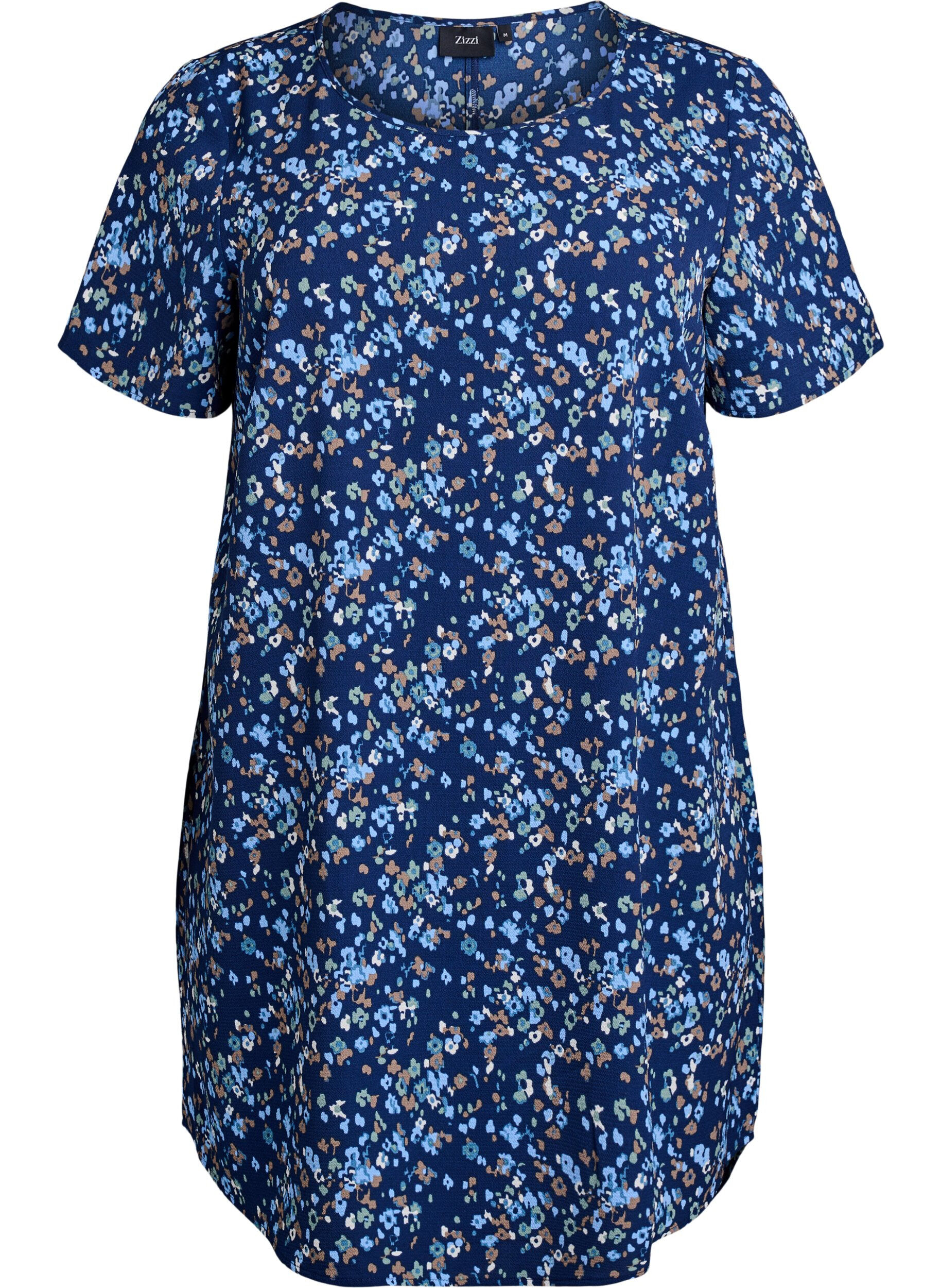 Zizzifashion Dress with print and short sleeves, Blue, Packshot image number 0