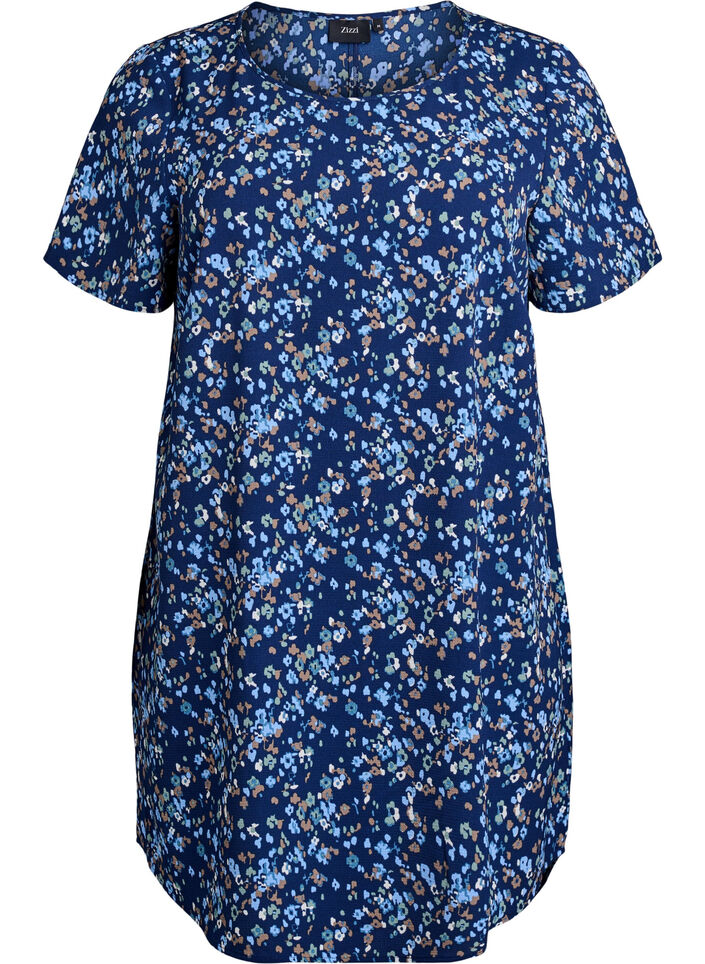 Dress with print and short sleeves, Blue, Packshot image number 0